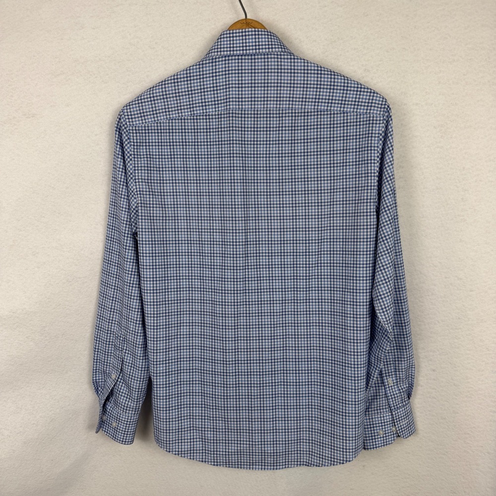 Nautica Button Down Shirt Mens Medium Slim Fit Gingham Long Sleeve Blue - Picture 5 of 10